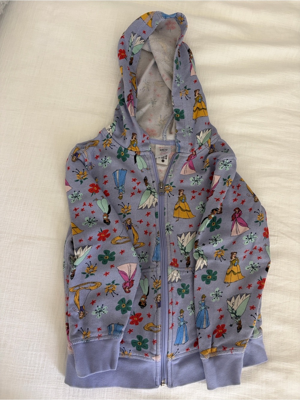 Hanna Andersson Lavender Purple Disney Princess Print Zip Hoodie
